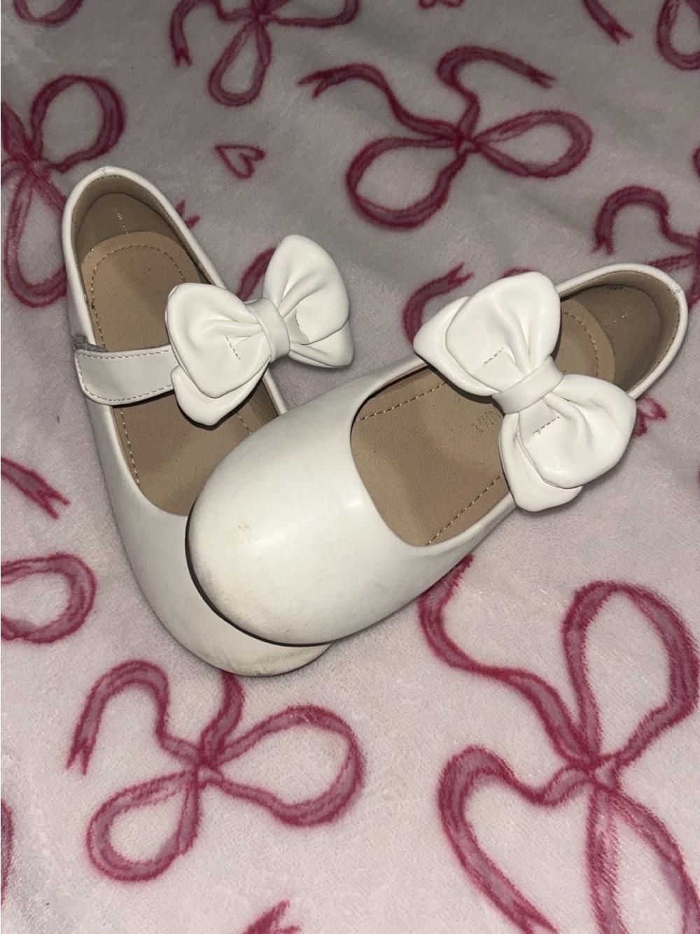 Girls White Bow Mary Jane Dress Shoes